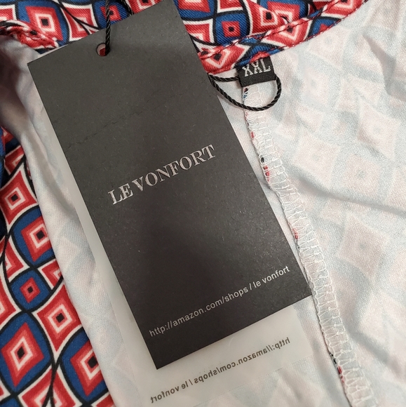 NEW Le Vonfort Women's Wrap V Neck Geometric Dress - Picture 4 of 4